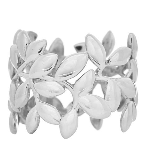 TIFFANY Sterling Silver Wide Paloma Picasso Olive Leaf Band Ring 